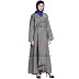 Front open pleated coat abaya- Silver Grey